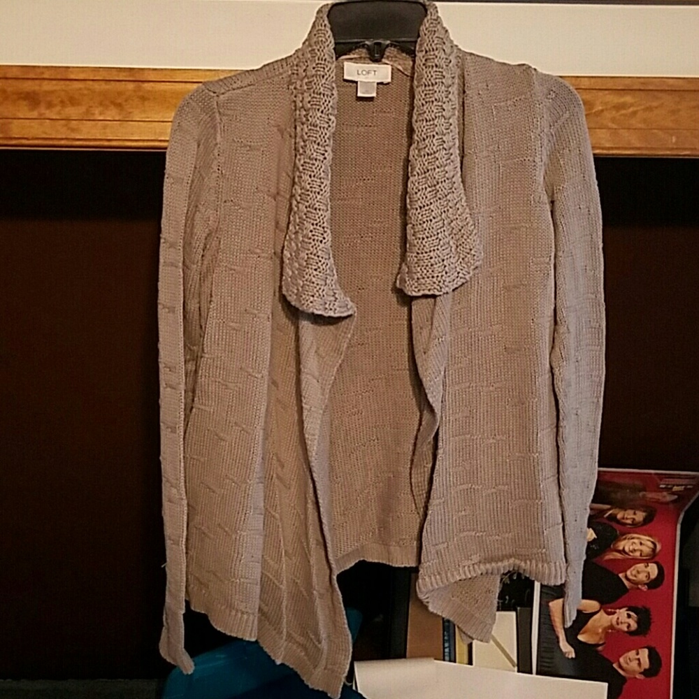 Loft brown ruffle cardigan